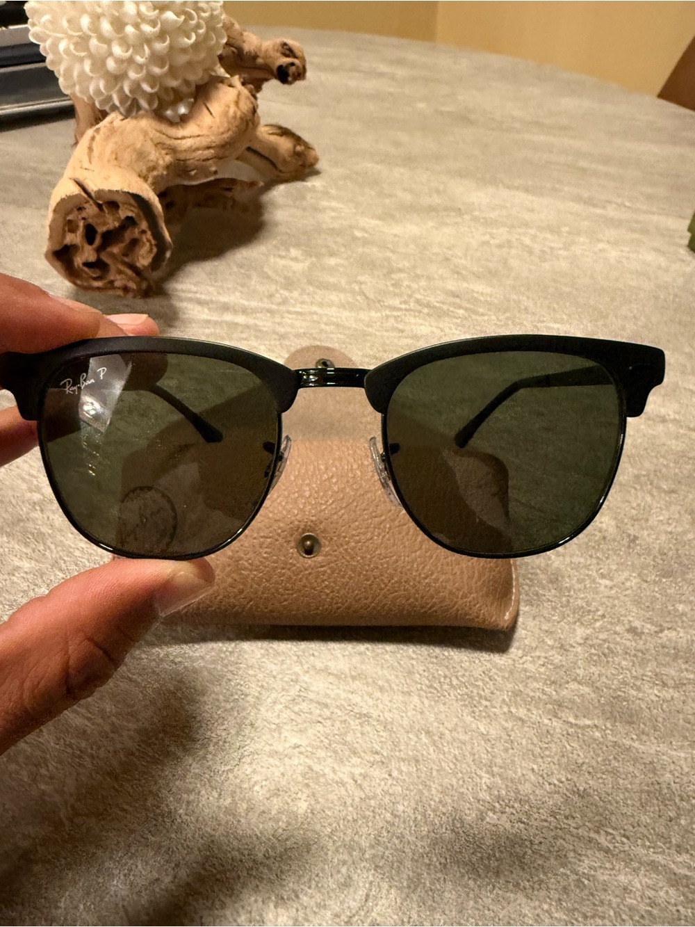 Ray-Ban RB3716 Clubmaster Aluminum Polarized Sunglasses Matte Black 51-21